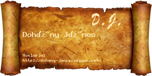 Dohány János névjegykártya